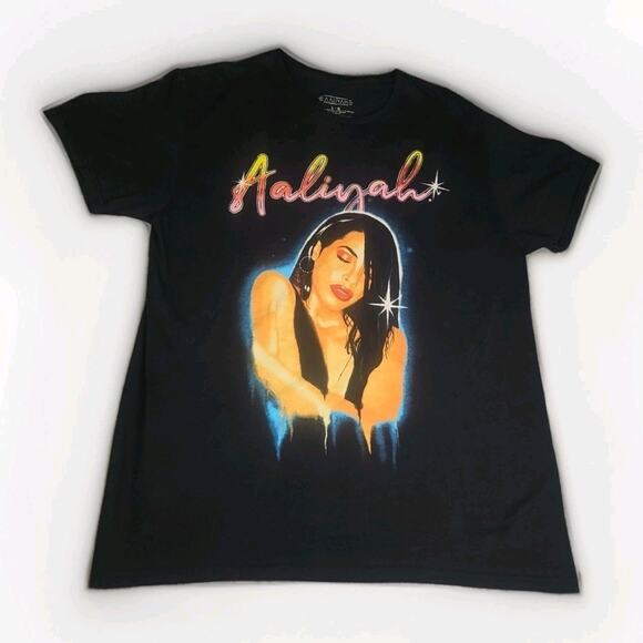 Aaliyah Graphic Tee L Official Licensed Black T-Shirt C-Life Group R&B Hip Hop - Picture 5 of 5
